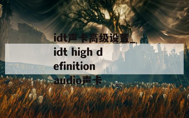 idt声卡高级设置_idt high definition audio声卡