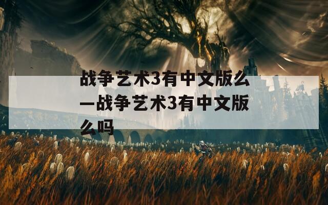 战争艺术3有中文版么—战争艺术3有中文版么吗