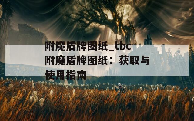 附魔盾牌图纸_tbc附魔盾牌图纸：获取与使用指南